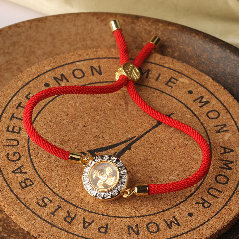 Drehbares Kupfer-Messing-Windmühlen-Armband mit roter Schnur