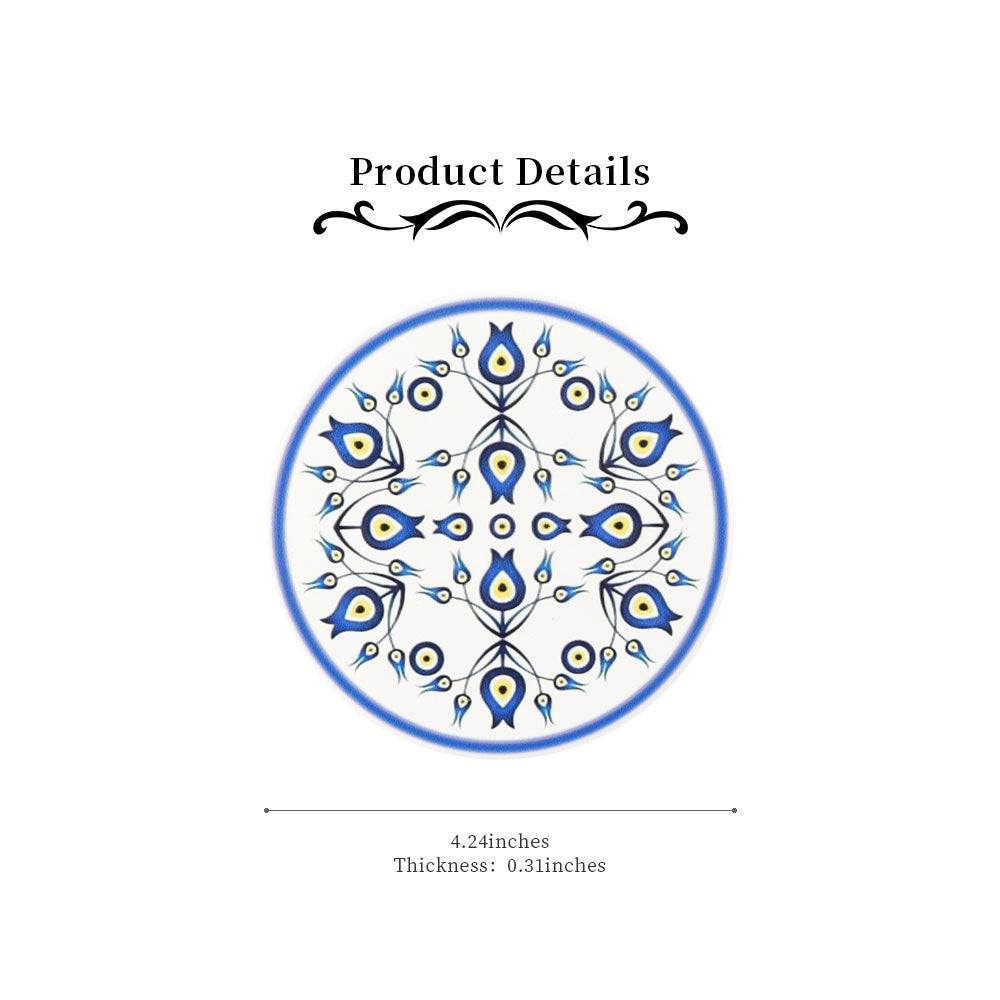 Round Ceramic Eye Painting Coaster 4.24 inch