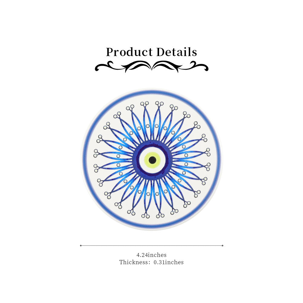 Round Ceramic Eye Painting Coaster 4.24 inch