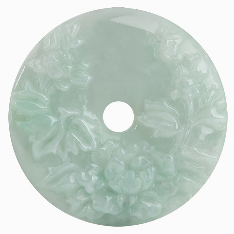 Runde Jade-Halskette mit Peace-Schnalle für Wohlstand und Überfluss, 8 mm