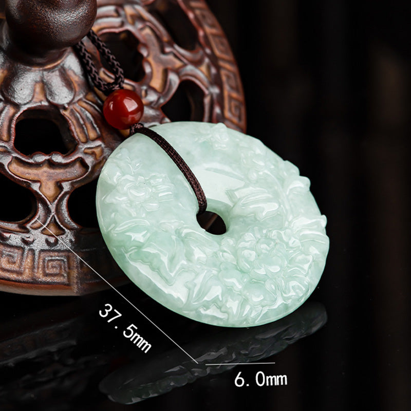 Runde Jade-Halskette mit Peace-Schnalle für Wohlstand und Überfluss, 8 mm