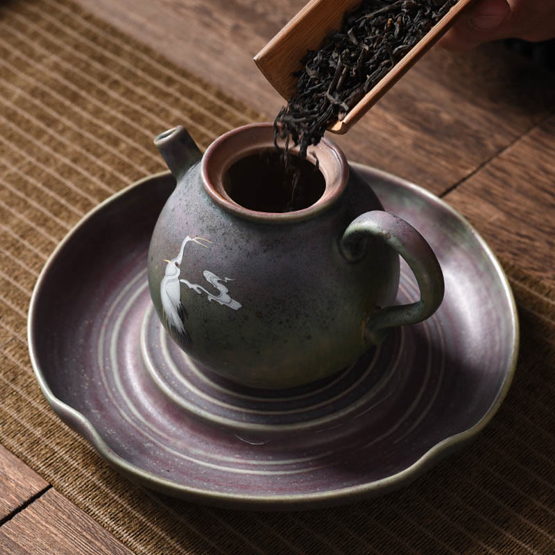 Gongfu-Teekanne aus Keramik mit rundem Muster, 240 ml, für Gongfu-Tee