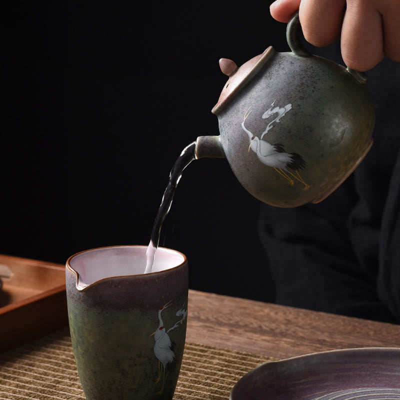 Gongfu-Teekanne aus Keramik mit rundem Muster, 240 ml, für Gongfu-Tee
