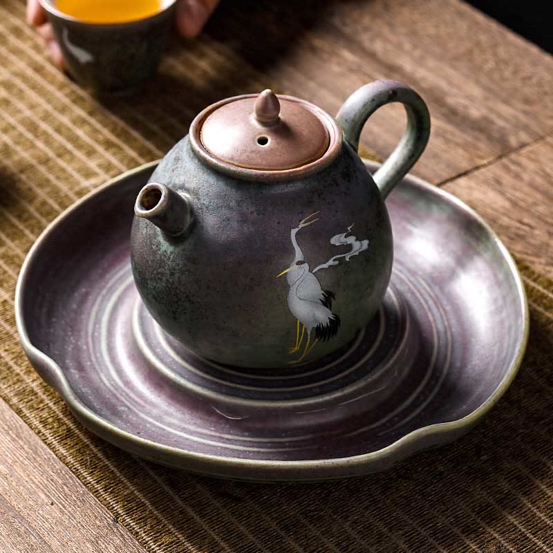 Gongfu-Teekanne aus Keramik mit rundem Muster, 240 ml, für Gongfu-Tee