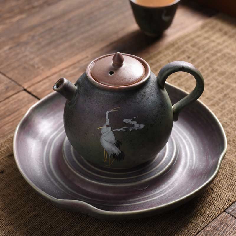 Gongfu-Teekanne aus Keramik mit rundem Muster, 240 ml, für Gongfu-Tee