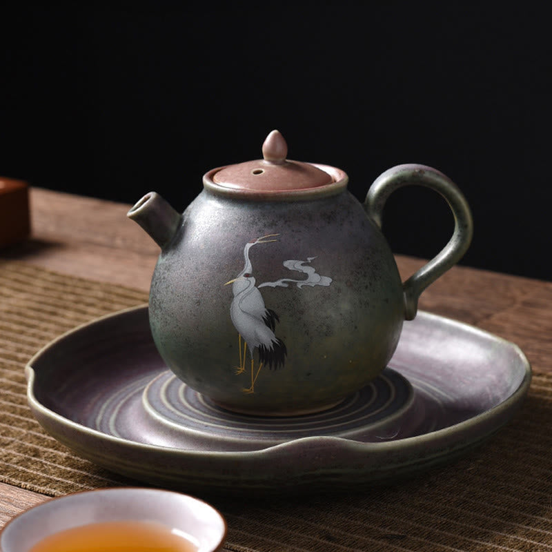 Gongfu-Teekanne aus Keramik mit rundem Muster, 240 ml, für Gongfu-Tee