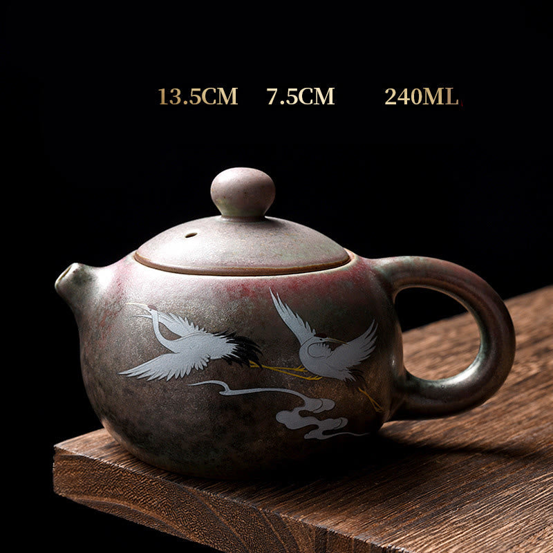 Gongfu-Teekanne aus Keramik mit rundem Muster, 240 ml, für Gongfu-Tee