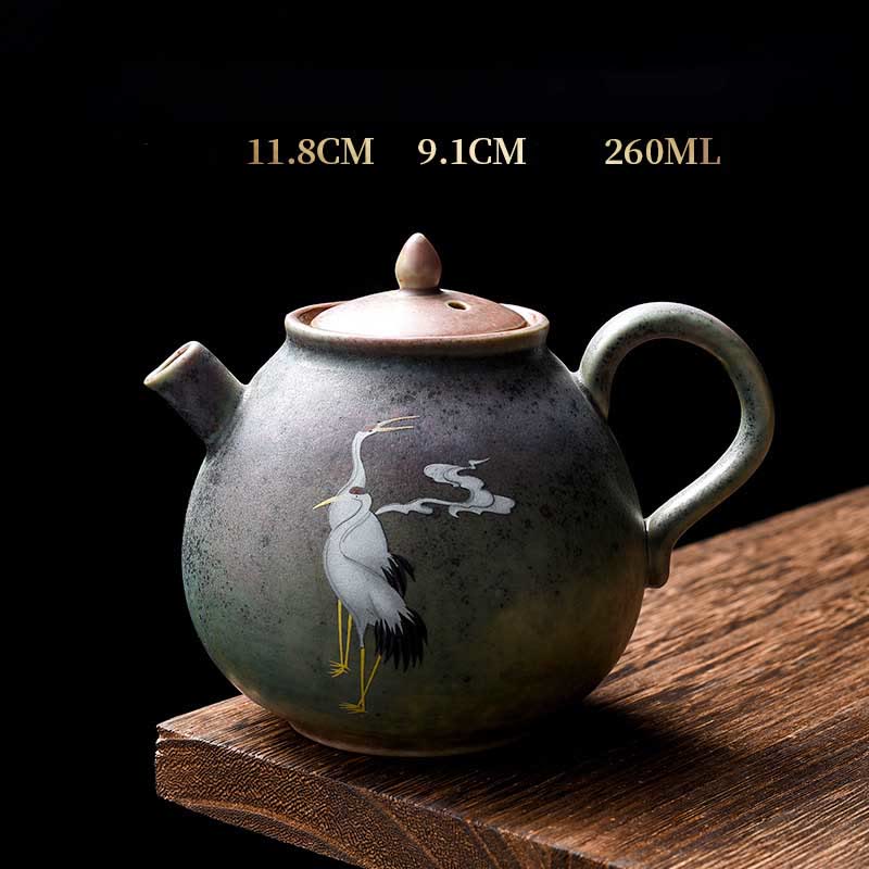 Gongfu-Teekanne aus Keramik mit rundem Muster, 240 ml, für Gongfu-Tee
