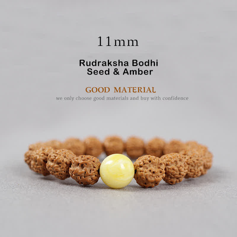 Rudraksha Bodhi Samen Spirituelles Armband 9mm | Reichtumsenergie