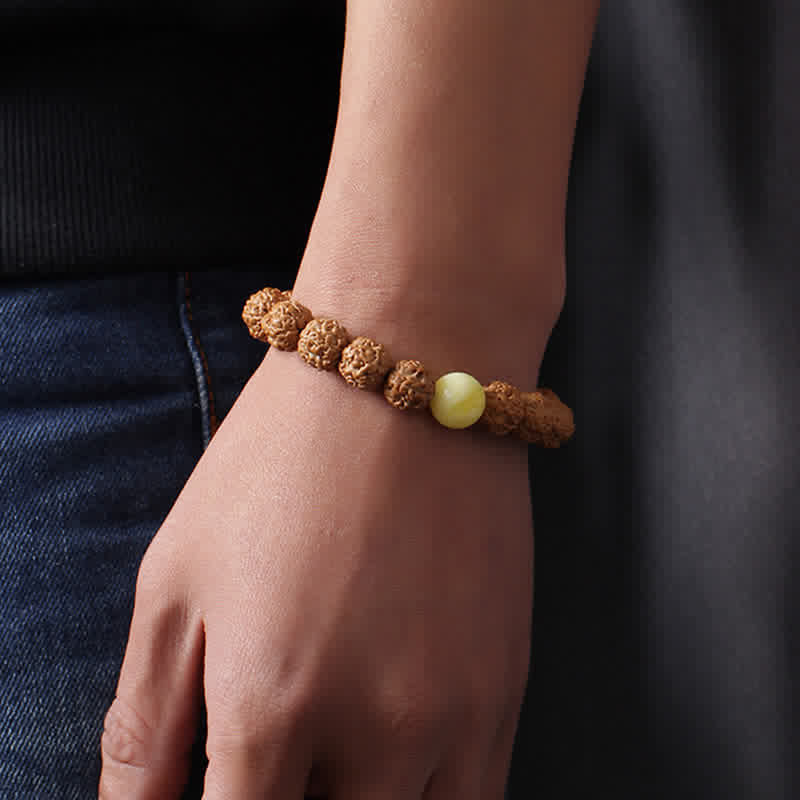 Rudraksha Bodhi Samen Spirituelles Armband 9mm | Reichtumsenergie