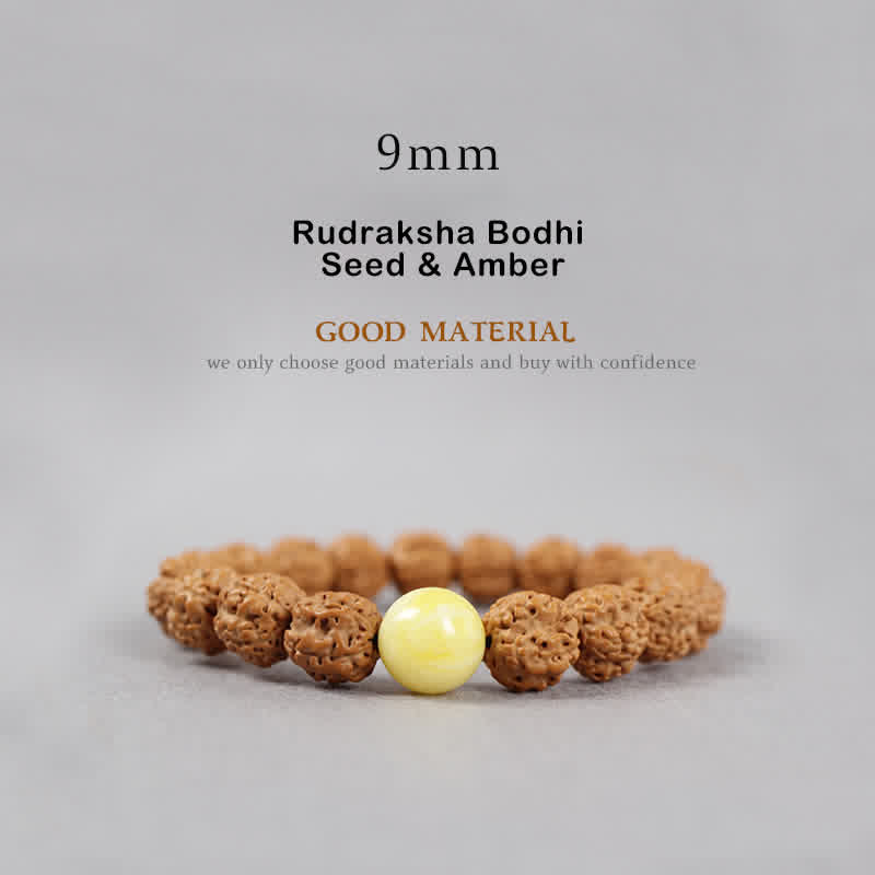 Rudraksha Bodhi Samen Spirituelles Armband 9mm | Reichtumsenergie