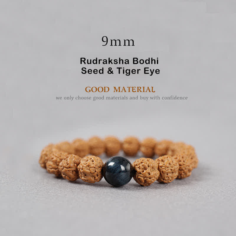 Rudraksha Bodhi Samen Spirituelles Armband 9mm | Reichtumsenergie