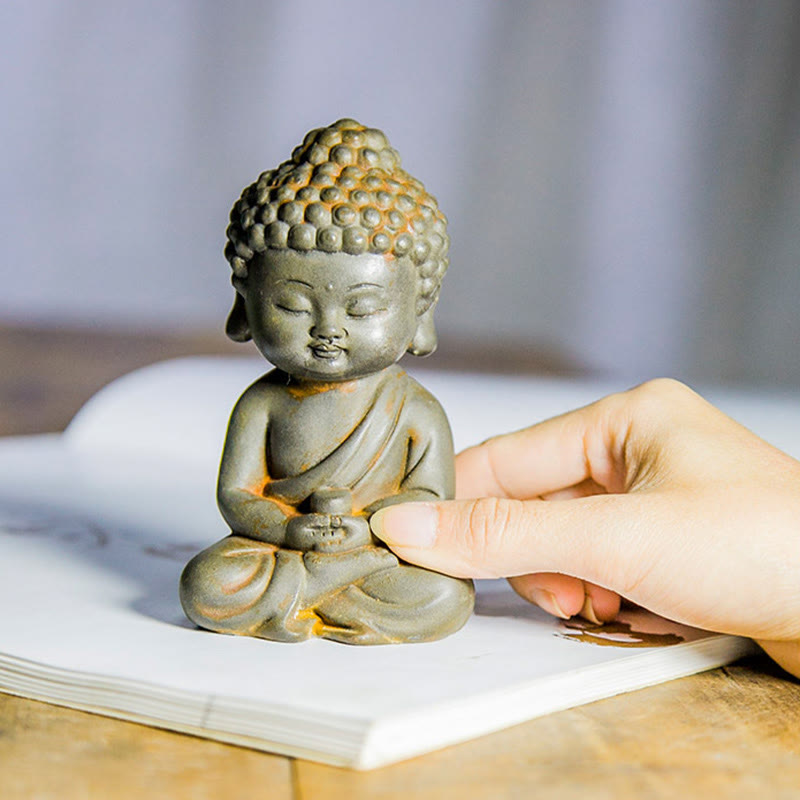 Rostgusseisenpulver 3-teiliges Buddha-Statuen-Set für die Meditation zu Hause