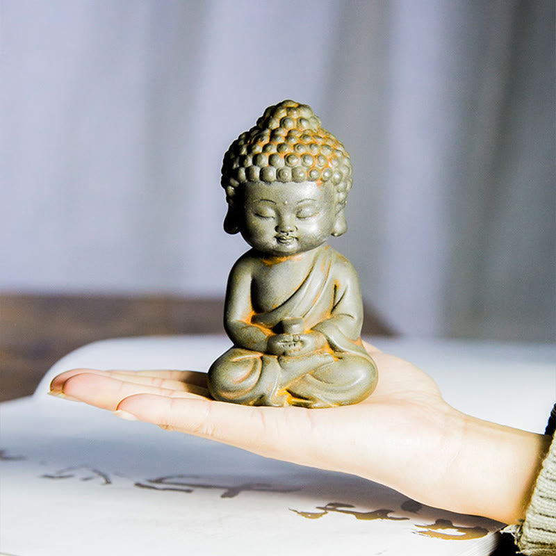 Rostgusseisenpulver 3-teiliges Buddha-Statuen-Set für die Meditation zu Hause