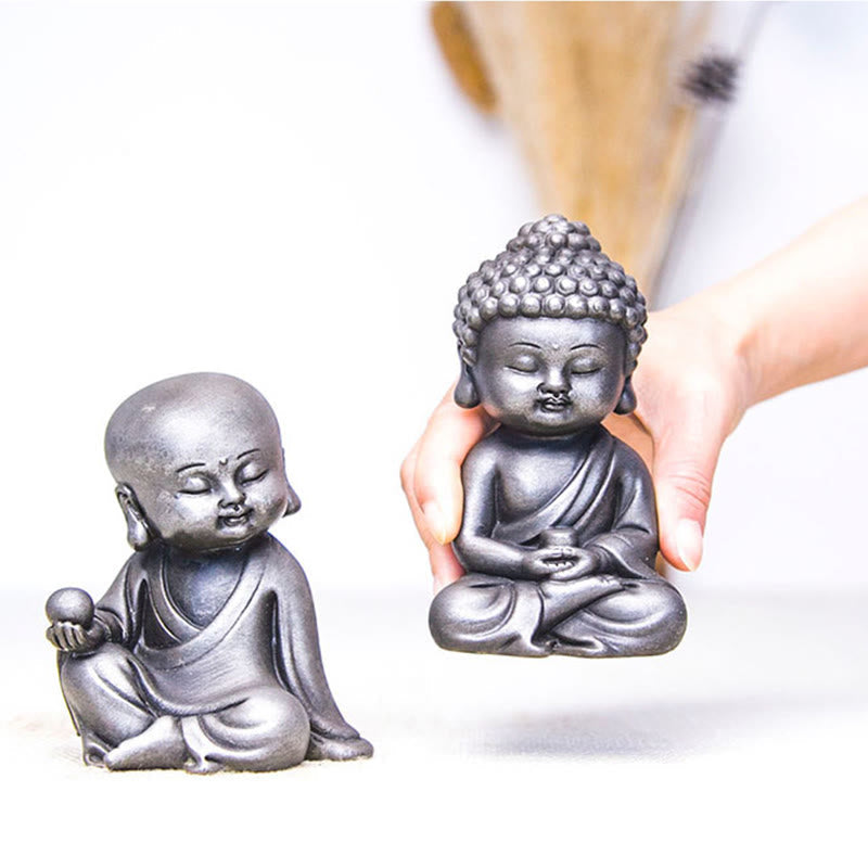 Rostgusseisenpulver 3-teiliges Buddha-Statuen-Set für die Meditation zu Hause