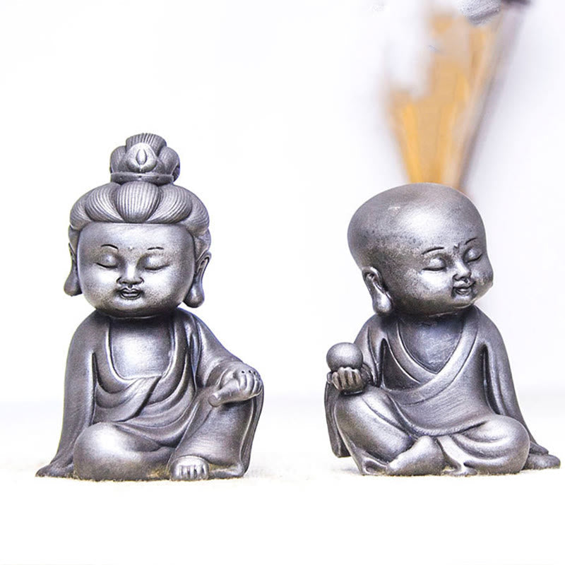 Rostgusseisenpulver 3-teiliges Buddha-Statuen-Set für die Meditation zu Hause