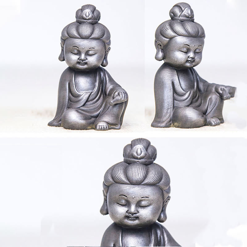 Rostgusseisenpulver 3-teiliges Buddha-Statuen-Set für die Meditation zu Hause