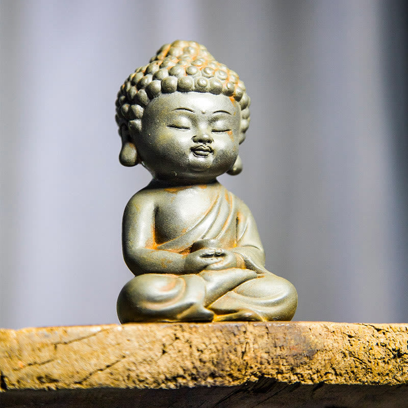 Rostgusseisenpulver 3-teiliges Buddha-Statuen-Set für die Meditation zu Hause