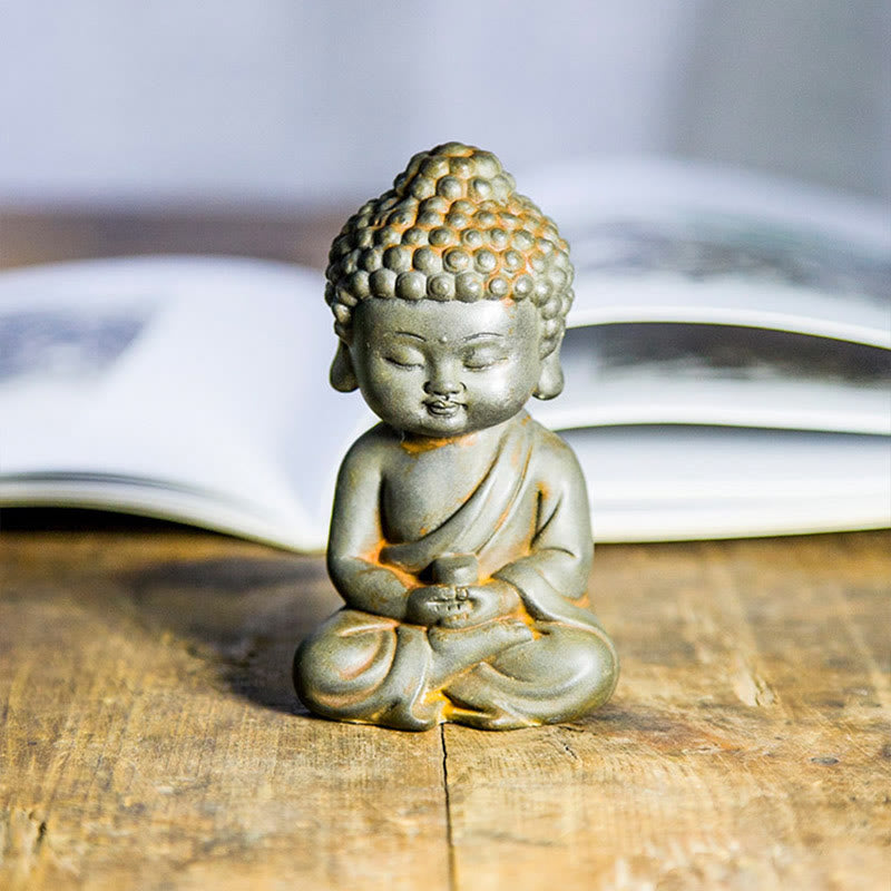 Rostgusseisenpulver 3-teiliges Buddha-Statuen-Set für die Meditation zu Hause
