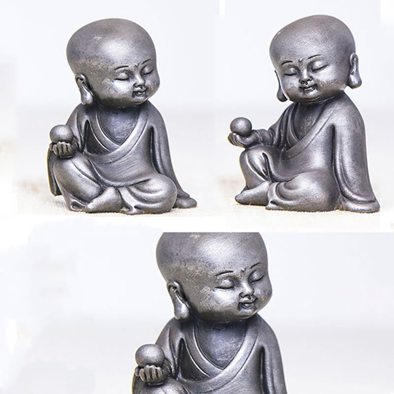 Rostgusseisenpulver 3-teiliges Buddha-Statuen-Set für die Meditation zu Hause