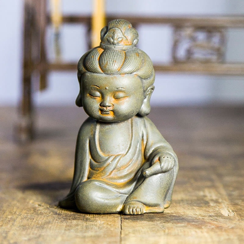Rostgusseisenpulver 3-teiliges Buddha-Statuen-Set für die Meditation zu Hause