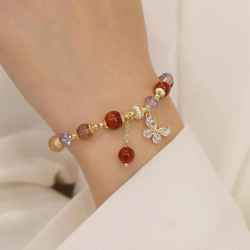 Rutilquarz Fu Lu Shou Reichtum Schmetterling Armband