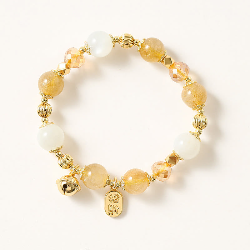 Spirituelles Armband aus Rutilquarz und Mondstein für Mut und Reichtum