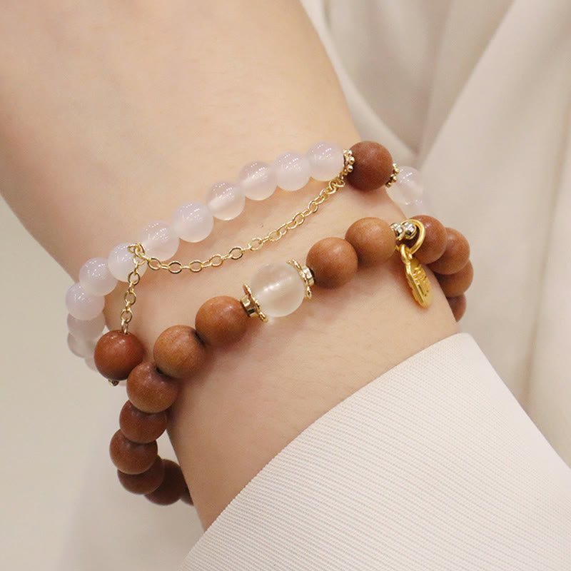 Sandelholz Katzenauge Fu Charm Schutzarmband