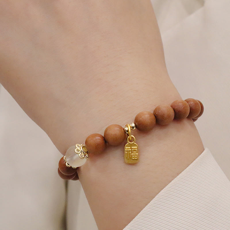 Sandelholz Katzenauge Fu Charm Schutzarmband