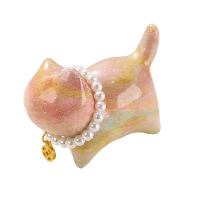 Sandelholz Mini Katze Lack Handwerk Zen Dekor 48mm