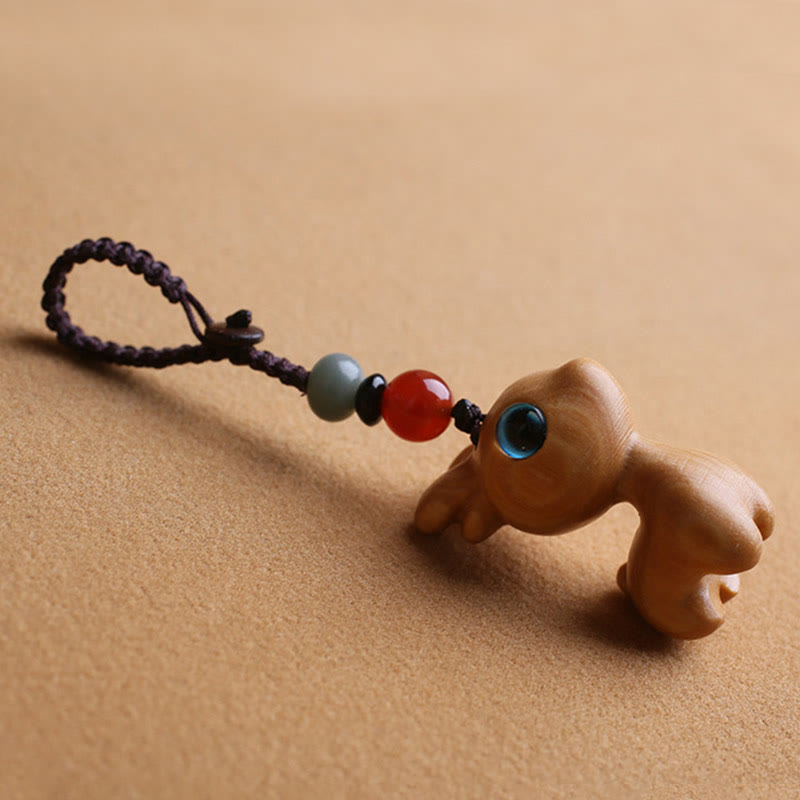 Sandelholz Holz 35mm Mini Hirsch Schutz Schlüsselanhänger