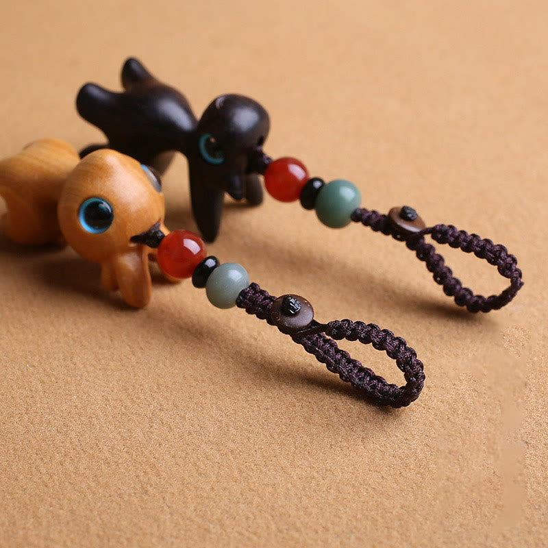 Sandelholz Holz 35mm Mini Hirsch Schutz Schlüsselanhänger