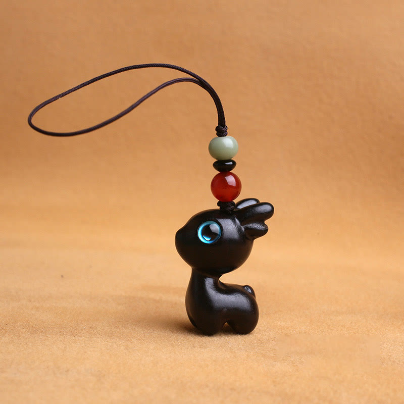 Sandelholz Holz 35mm Mini Hirsch Schutz Schlüsselanhänger