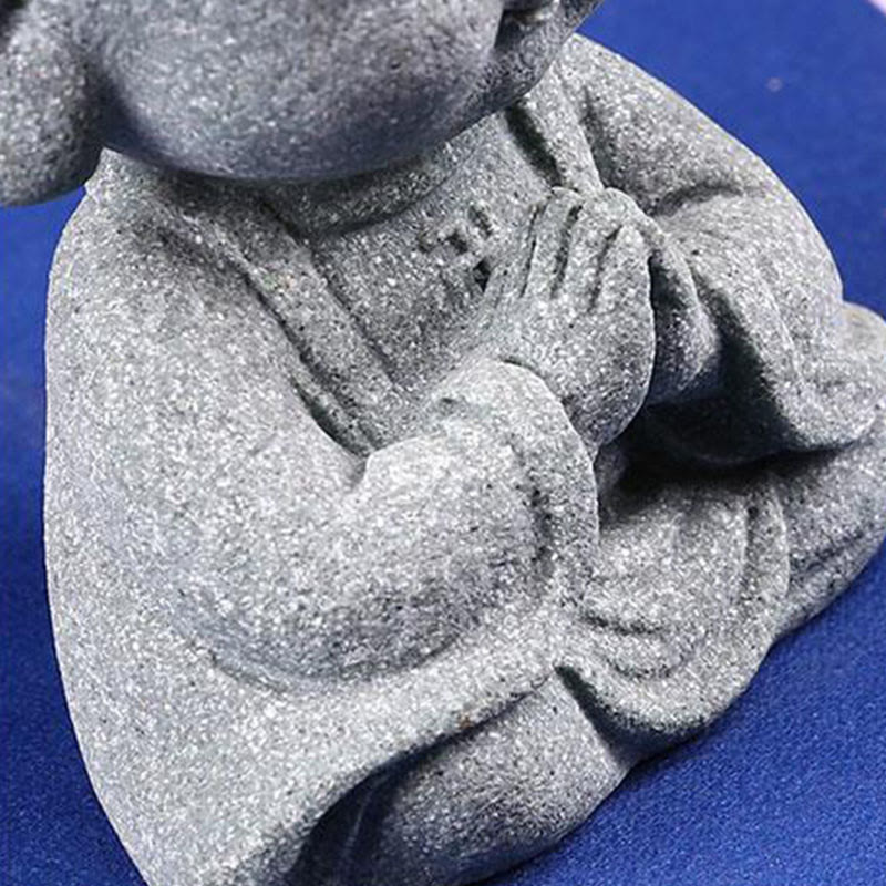 Buddha-Statue aus Sandstein für Meditation und Gelassenheit, 6,7 cm
