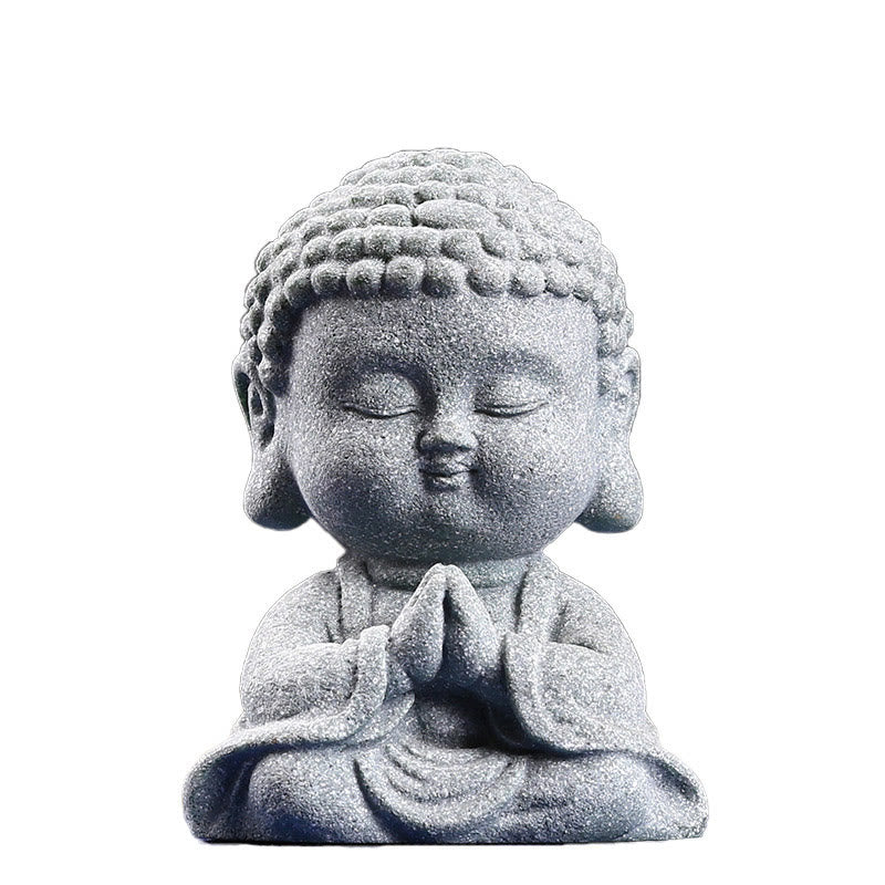 Buddha-Statue aus Sandstein für Meditation und Gelassenheit, 6,7 cm