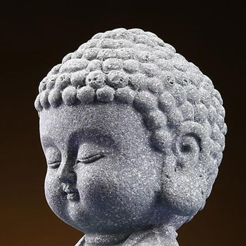 Buddha-Statue aus Sandstein für Meditation und Gelassenheit, 6,7 cm