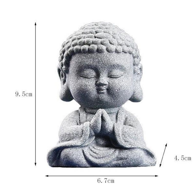 Buddha-Statue aus Sandstein für Meditation und Gelassenheit, 6,7 cm