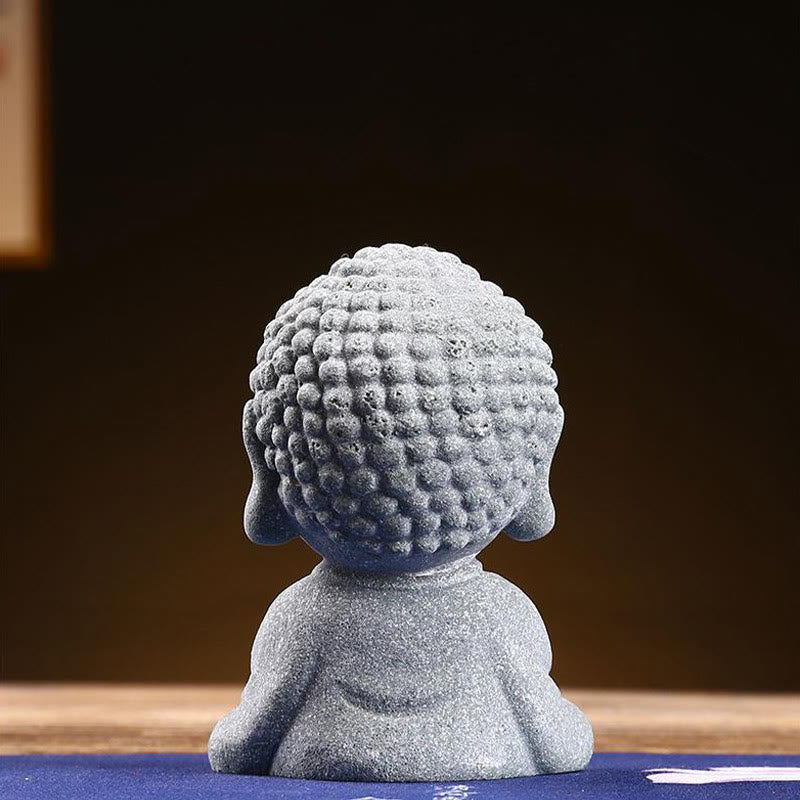Buddha-Statue aus Sandstein für Meditation und Gelassenheit, 6,7 cm