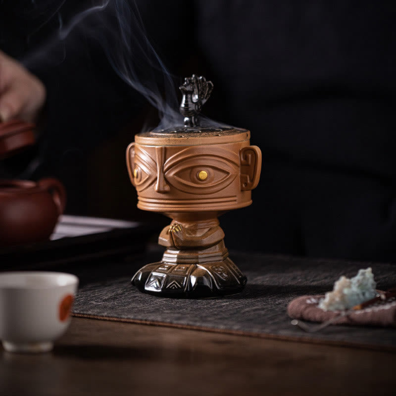 Sanxingdui Keramik-Räuchergefäß für Meditation und Harmonie
