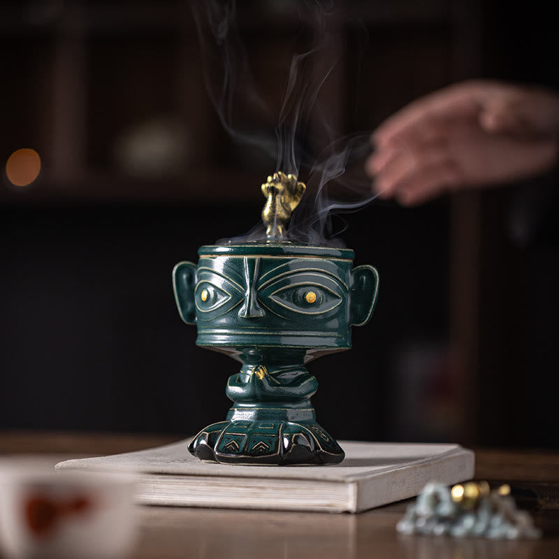 Sanxingdui Keramik-Räuchergefäß für Meditation und Harmonie