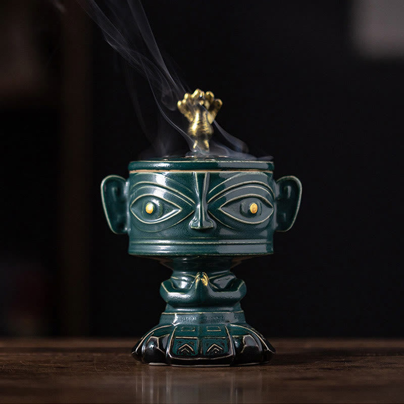 Sanxingdui Keramik-Räuchergefäß für Meditation und Harmonie