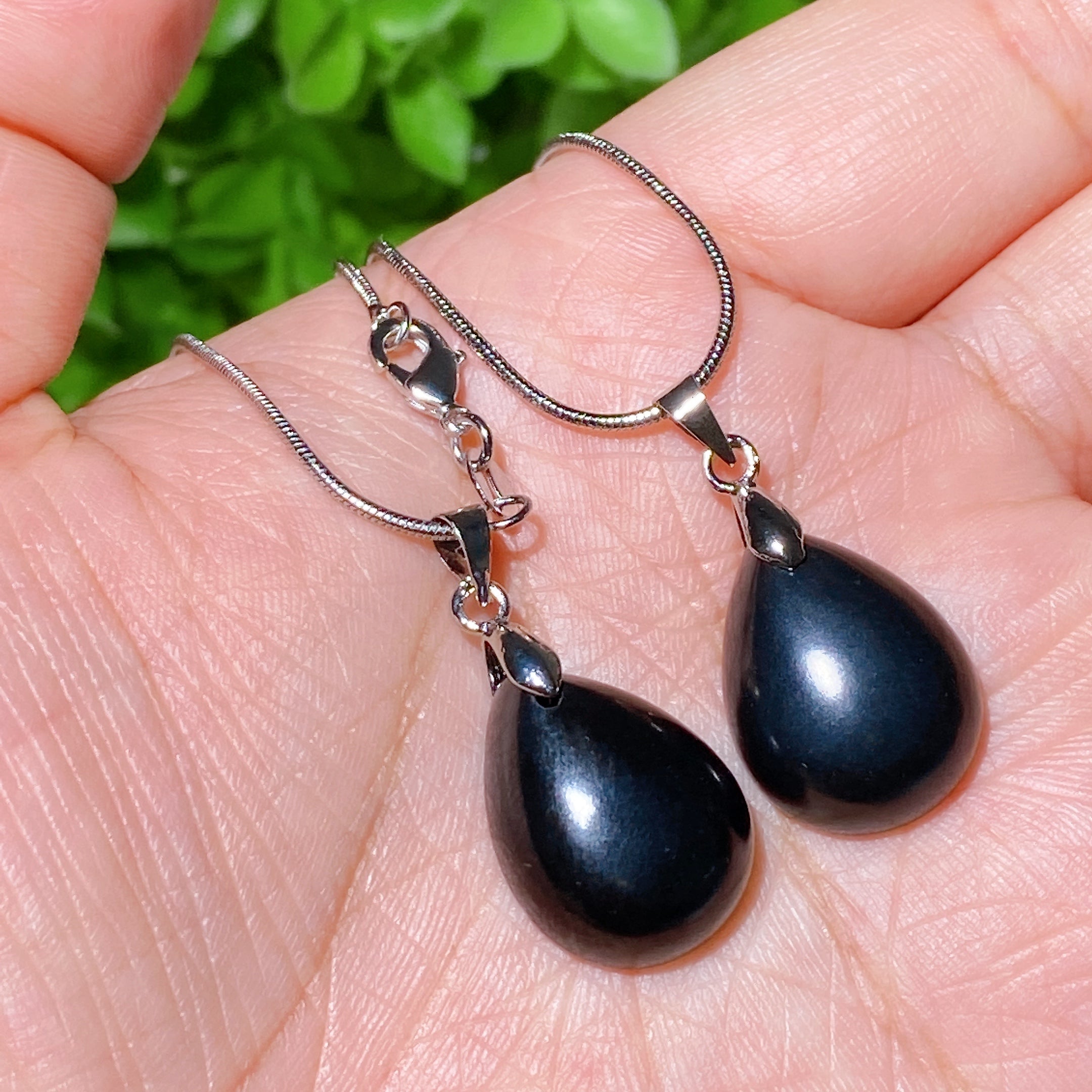 Schungite Drop Shape Spiritual Protection Necklace 20mm