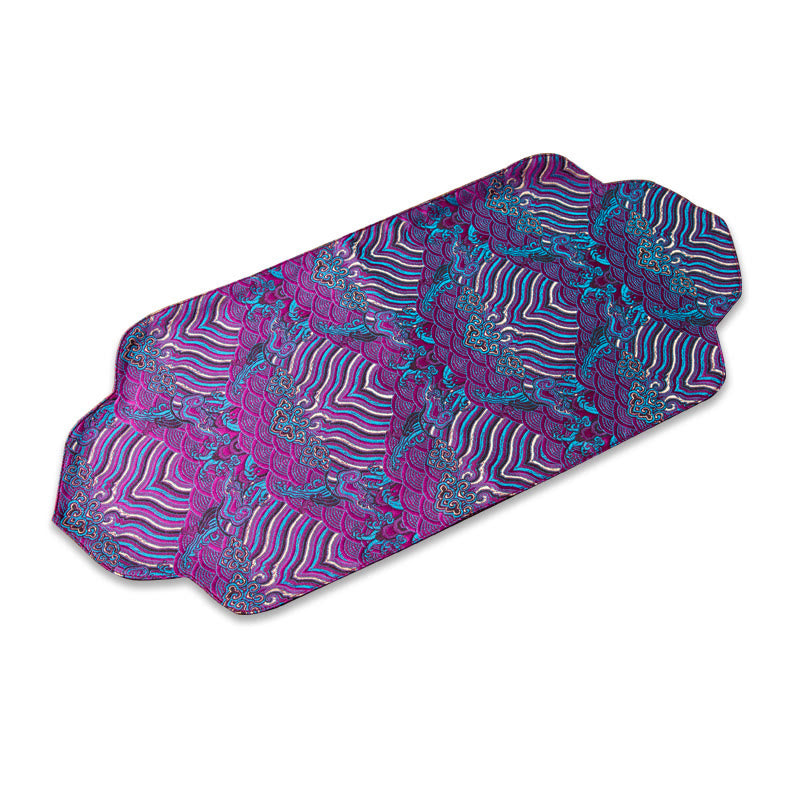 Sea Wave Bambus-Teematte mit Pflaumenblüten-Brokat, 48 x 22 cm, Zen-Dekor