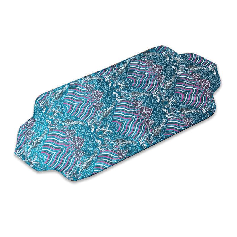 Sea Wave Bambus-Teematte mit Pflaumenblüten-Brokat, 48 x 22 cm, Zen-Dekor