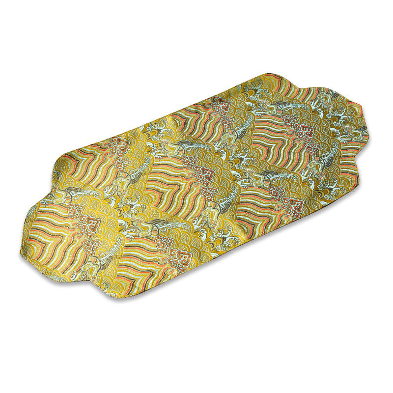 Sea Wave Bambus-Teematte mit Pflaumenblüten-Brokat, 48 x 22 cm, Zen-Dekor