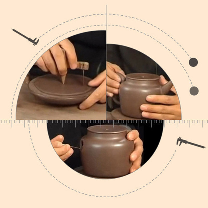 Halbhandgefertigte Teekanne aus Yixing-Ton, gelbgrün/violett, 240 ml
