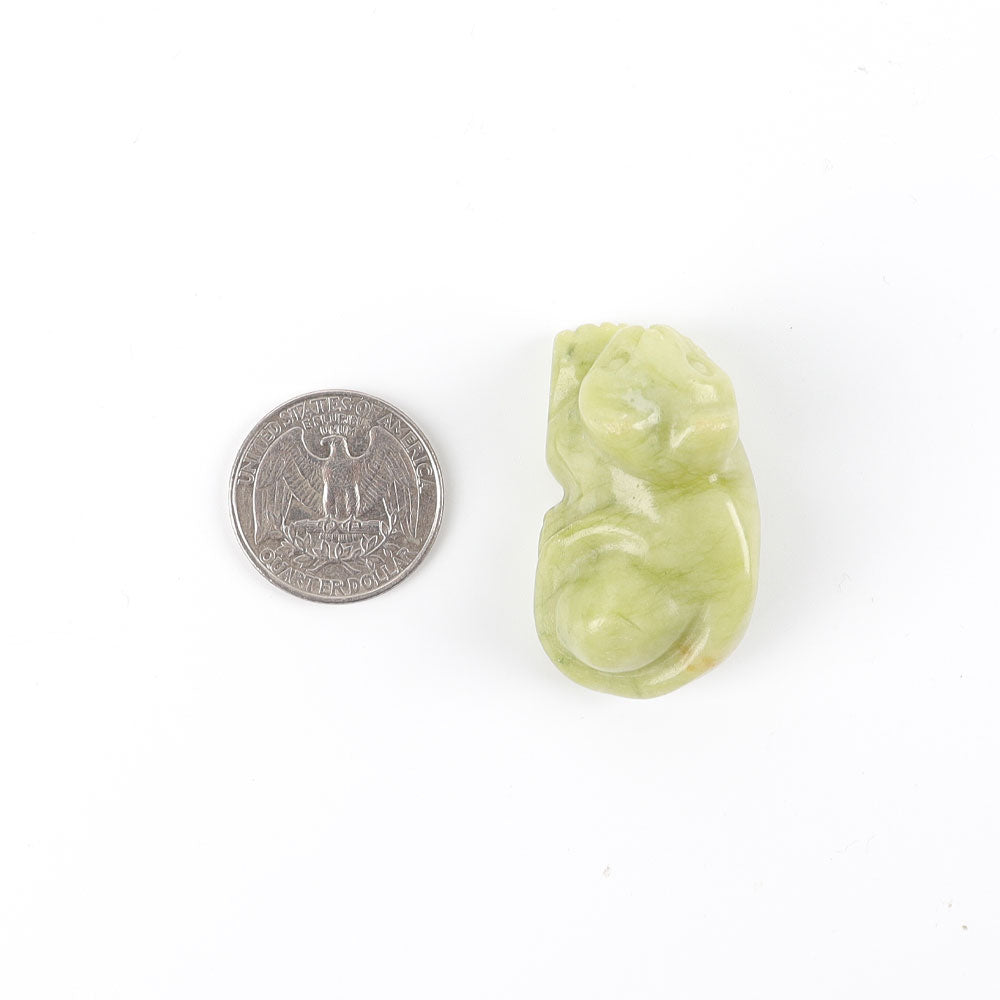 Katzenfigur aus Serpentinkristall, 3,8 cm, Heildekor
