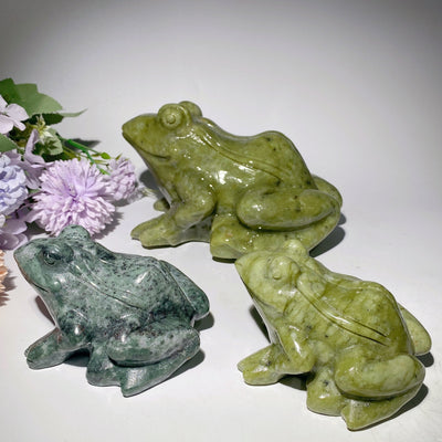 Froschfiguren aus Serpentin und Jade, 11,4–22,1 cm, dekorative Sammlerstücke