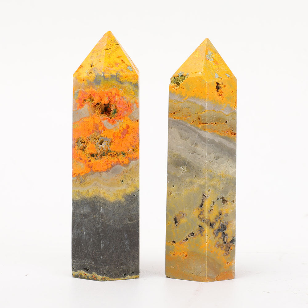 Set of 2 Bumble Bee Crystal Points 3.2-3.4 inches Healing Stones