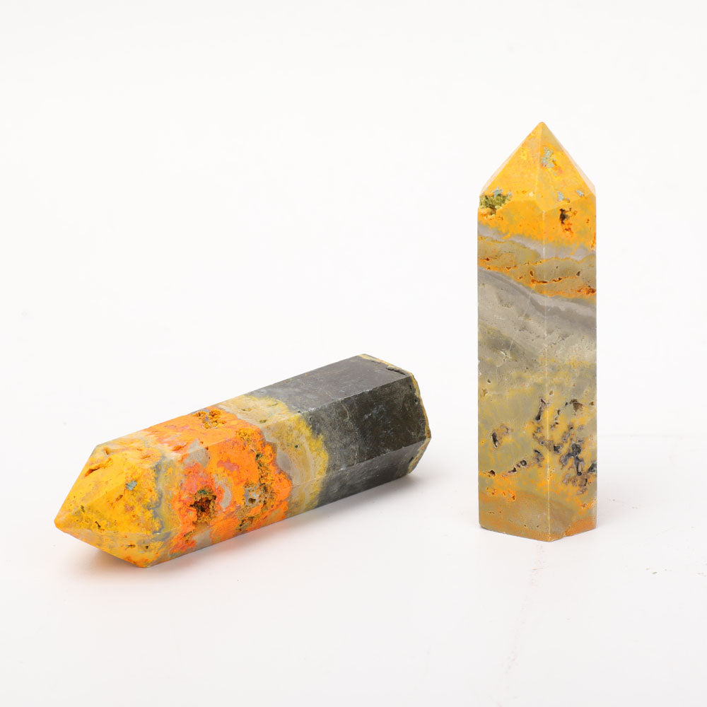 Set of 2 Bumble Bee Crystal Points 3.2-3.4 inches Healing Stones